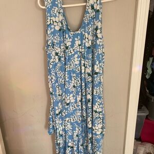 Blue Floral Sleeveless Nursing Romper